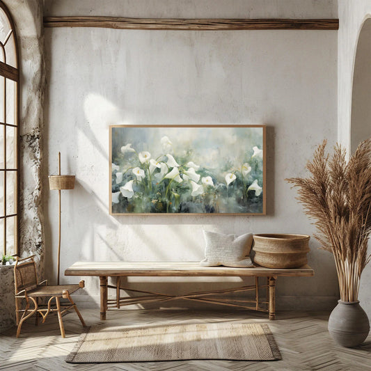 White Calla Lily Painting Frame Art TV, 4K Wallpaper