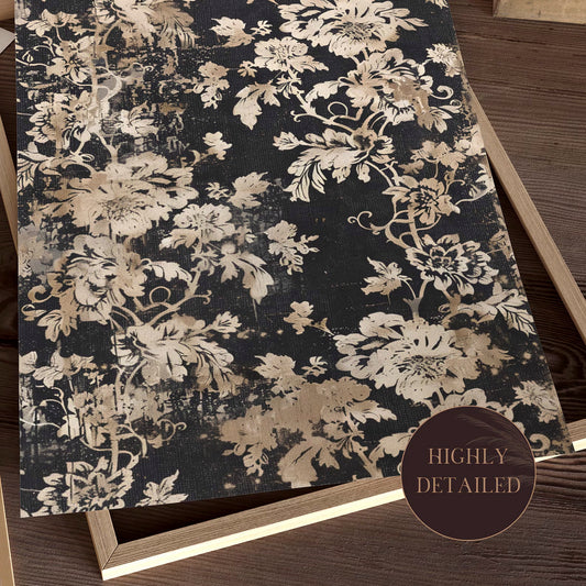 Vintage Japanese Floral Art Print, Neutral Japanese Botanical Pattern, Minimalist Wall Art, Printable Digital Antique Poster Art Download