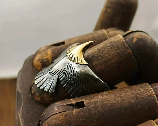 18k Solid Gold Flying Eagle Ring