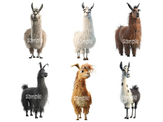 Adorable Llama Clipart, Funny Cartoon Pixar Llama