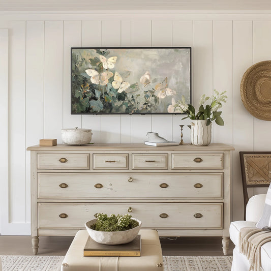Vintage Neutral Butterflies Frame TV Art, Wallpaper