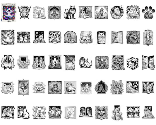 Psychedelic Cat Coloring Pages PDF Download