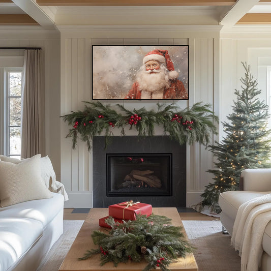 Vintage Santa Portrait Christmas Frame Tv Art, Wallpaper