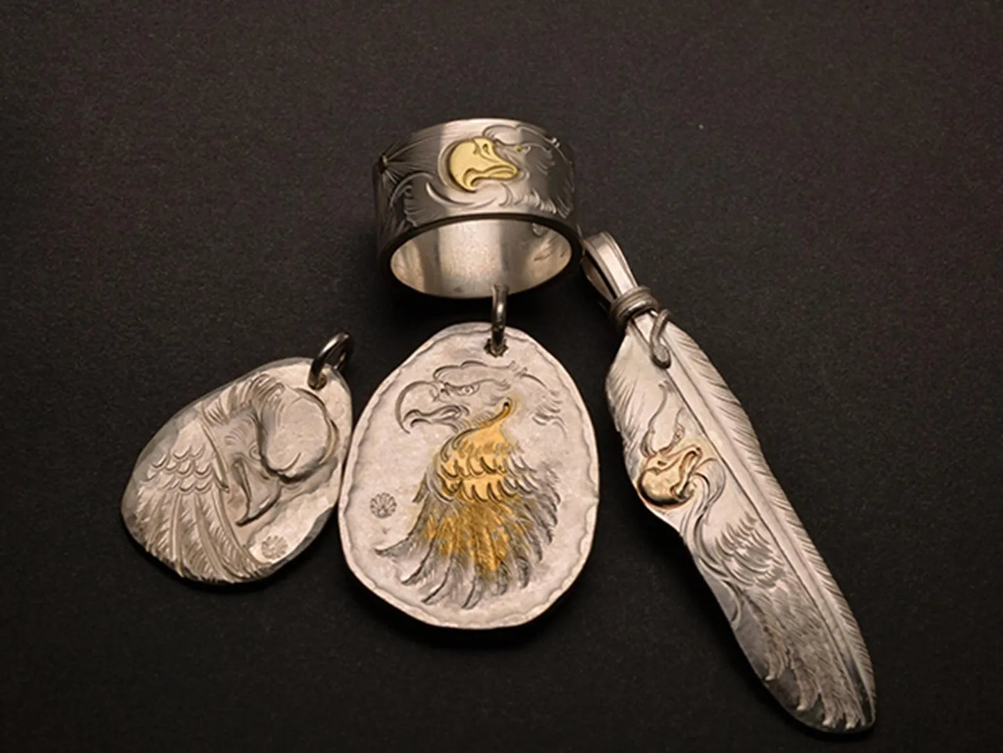 Eagle Feather Pendant with 18K Gold Accent