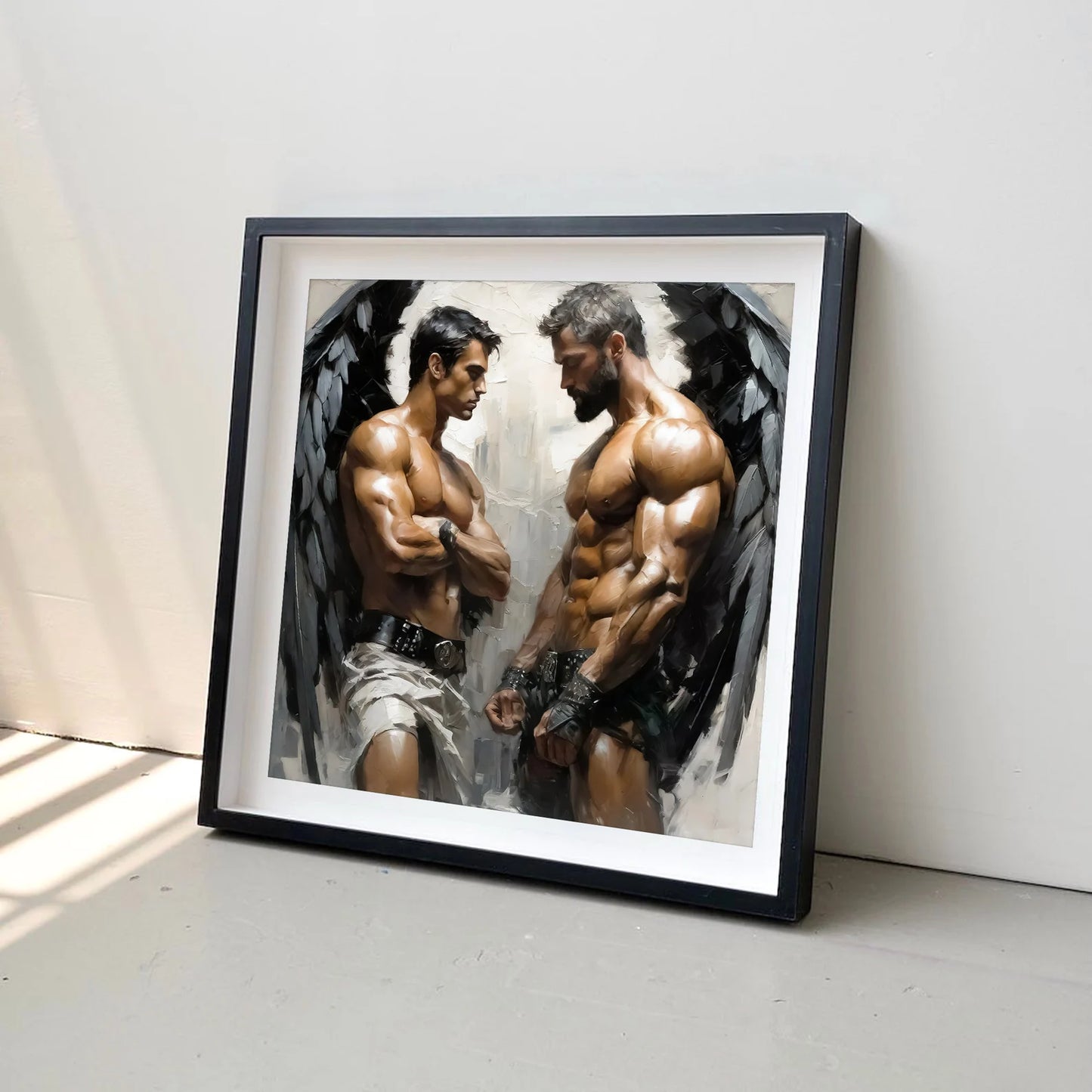 Male Angels Muscle Male Couple Figures - Canvas Wall Art
