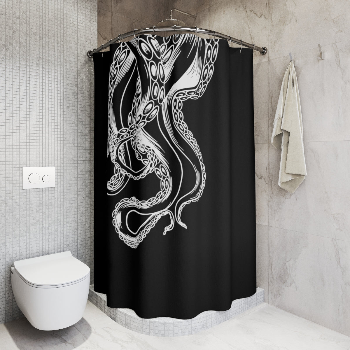 Octopus Tentacles Line Art Shower Curtain (3 colors)