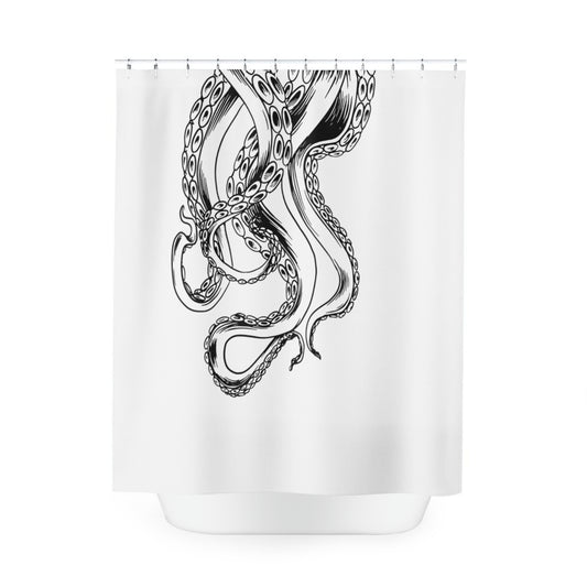 Octopus Tentacles Line Art Shower Curtain (3 colors)