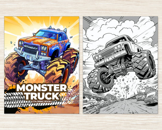 Monster Truck Coloring Digital Book - 30 Printable