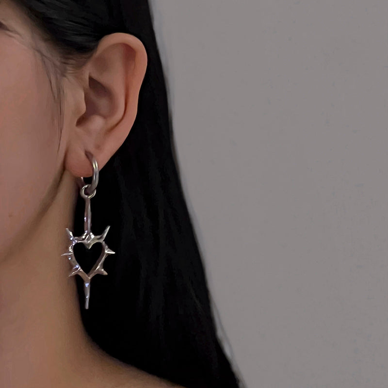 Thorns Hollow Heart Earrings Unisex