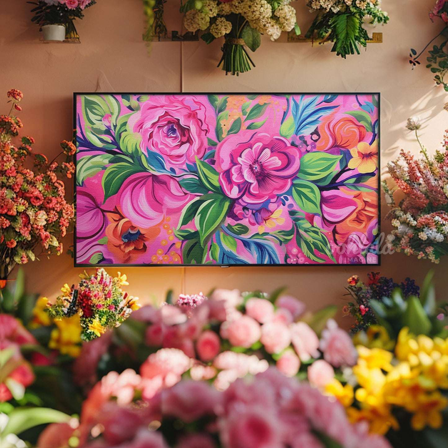 Abstract Flowers Painting Frame TV Art Wallpaper