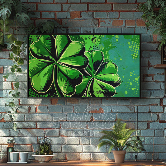 Pair of Clovers Abstract Painting Frame TV Art Wallpaper