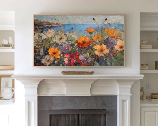 Vintage Poppy Wildflowers Frame TV Art