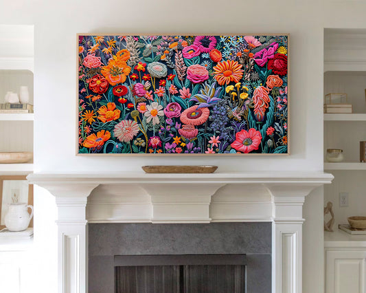 Wildflowers Embroidery Frame TV Art, Wallpaper