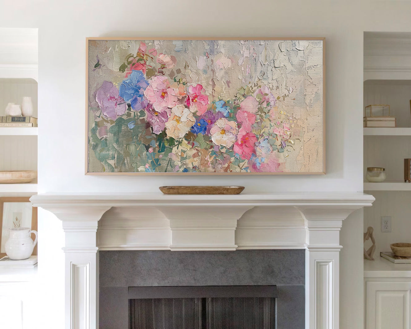 Abstract Flowers Frame TV Art, Vintage Wildflowers Wallpaper