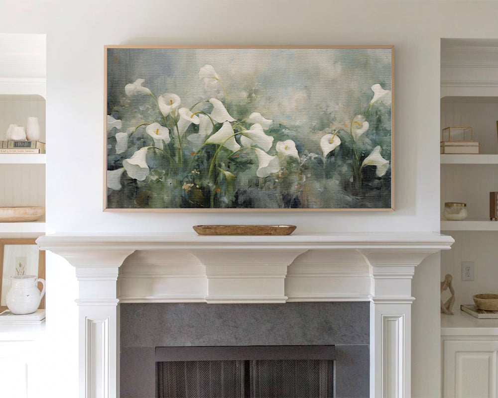 White Calla Lily Painting Frame Art TV, 4K Wallpaper