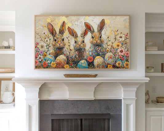 Artistic Easter Bunny Easter Egg Decor Frame TV Art Wallpaper