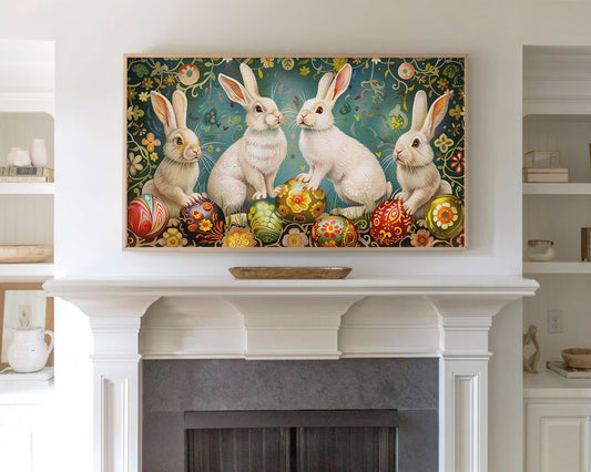 Artistic Easter Bunny Easter Egg Frame TV Wallpaper for Easter Decor