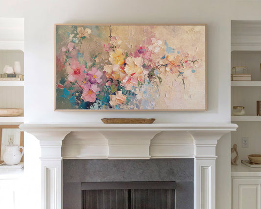 Abstract Flowers Vintage Frame TV Art, Wallpaper