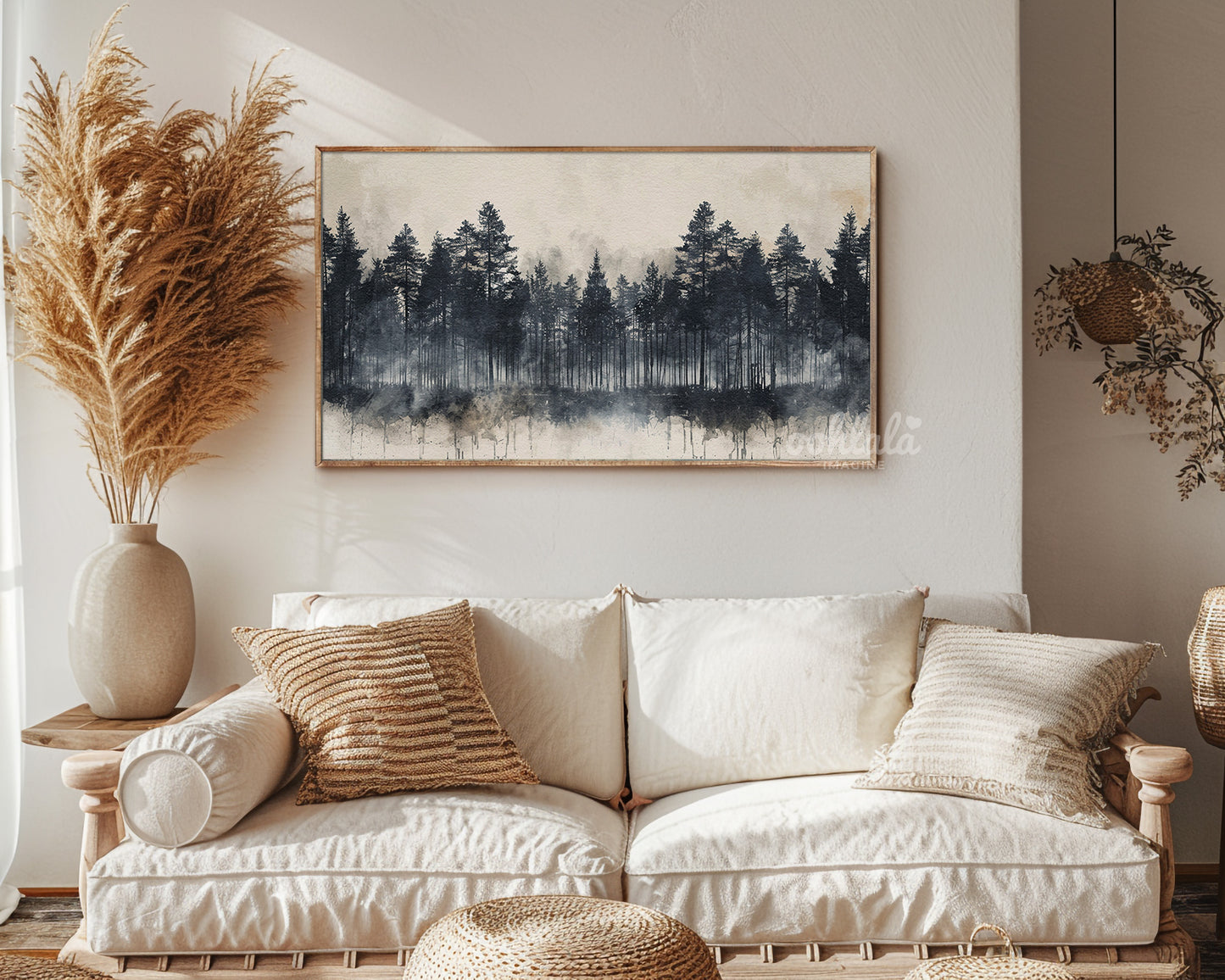 Forest Landscape Watercolor Frame TV Art, Wallpaper