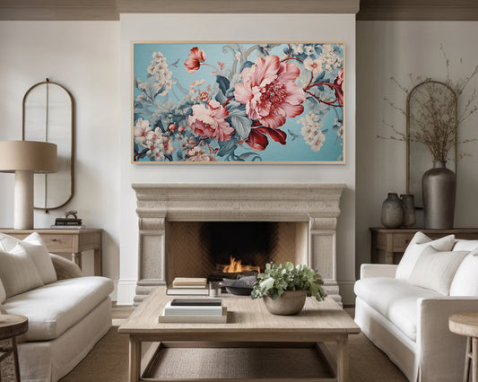 Vintage Floral Painting Frame TV Art Wallpaper