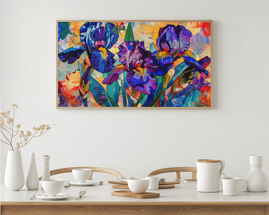 Abstract Iris Flowers Digital Painting Frame TV Art