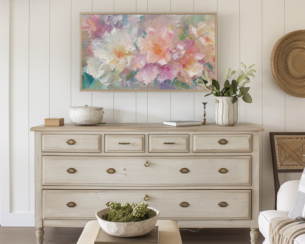 Abstract Flowers Frame Art TV, Pink Flowers Wallpaper