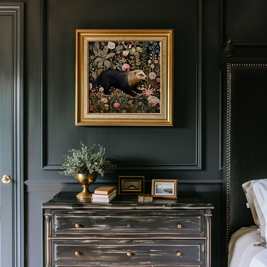 Honey Badger in Floral Garden