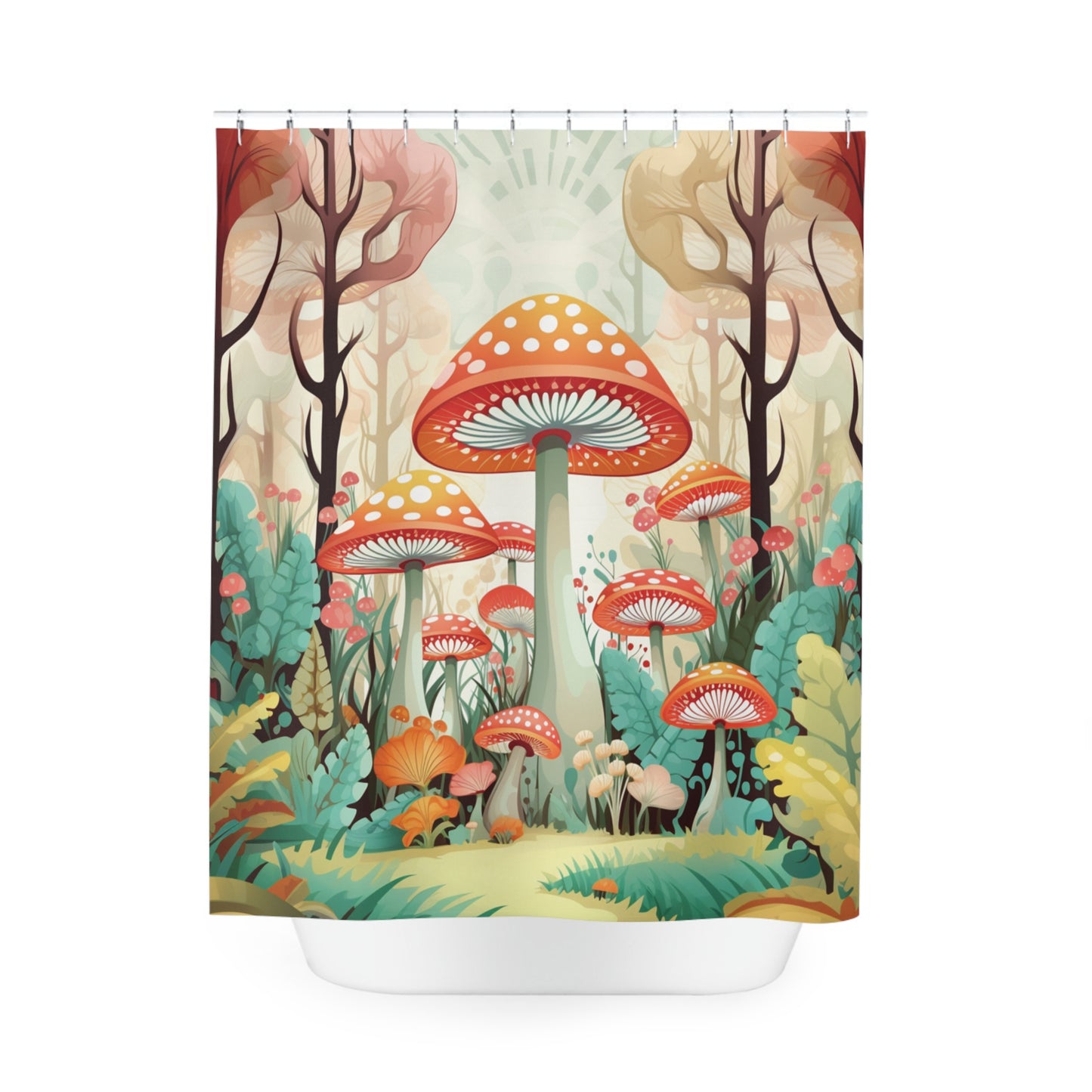 Whimsical Mushroom Forest Shower Curtain