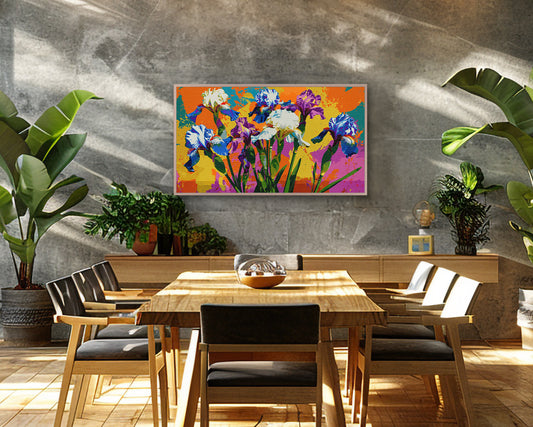 Abstract Iris Flowers Digital Painting Frame TV Art