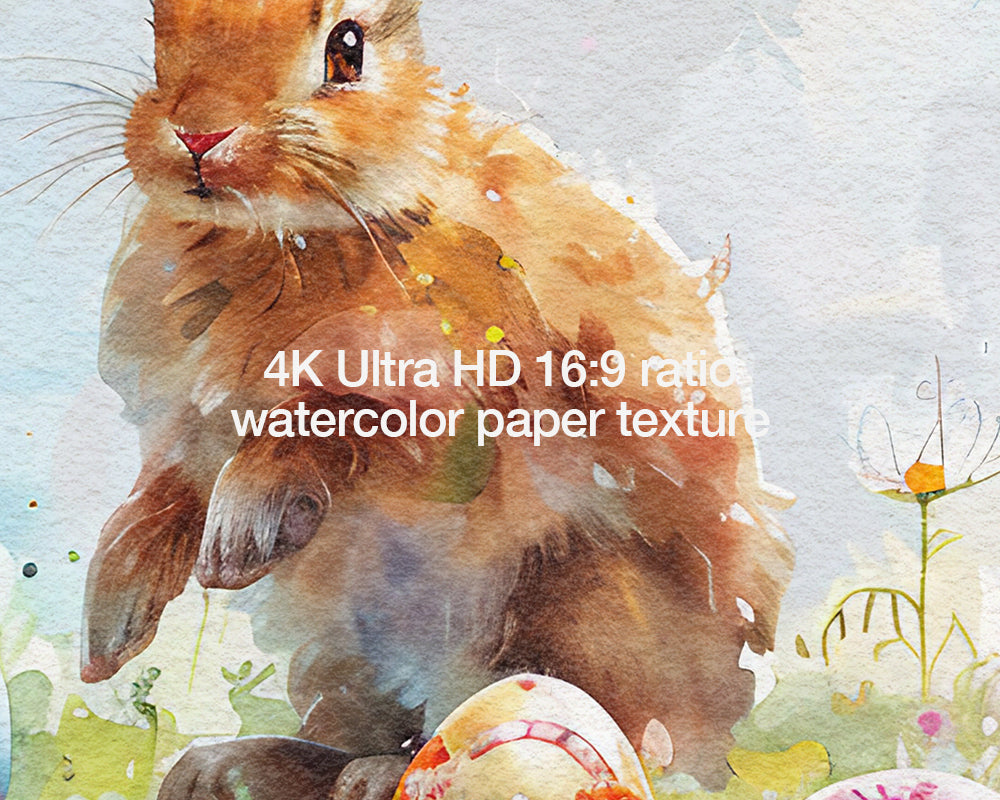 Watercolor Easter Bunny Easter Egg Flowers Frame TV Art Wallpaper