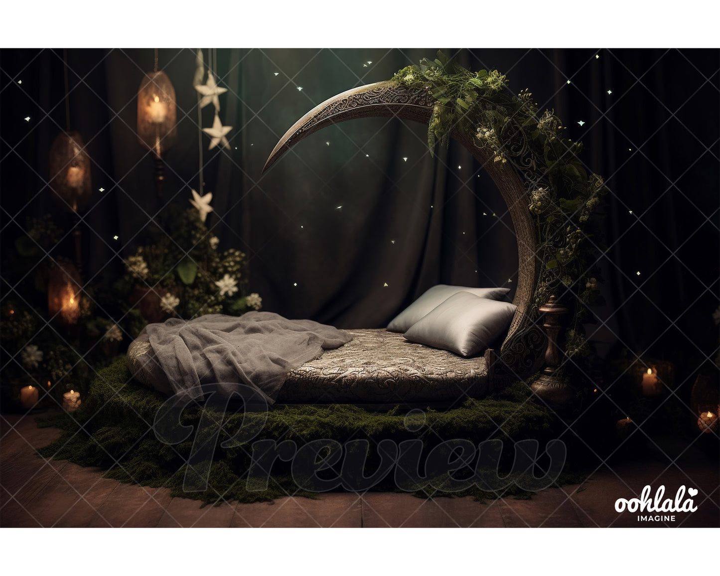 Crescent Moon Backdrop Digital Photography Backdrop