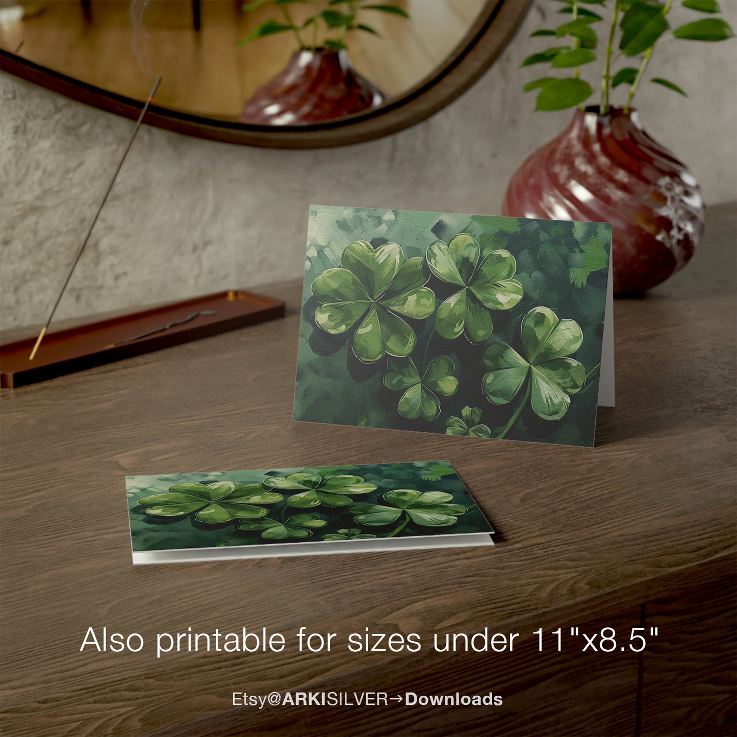 Frame TV Art St. Patrick's Day Shamrocks Clovers Painting Antique White Canvas Texture Digital Painting Home Decor Instant Download