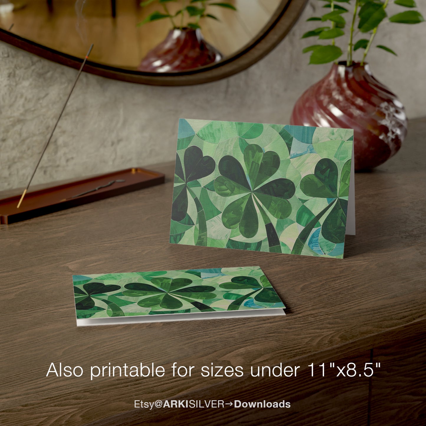 Frame TV Art St. Patrick's Day Abstract Shamrocks Clovers Painting Antique White Canvas Texture Digital Painting Home Decor Instant Download