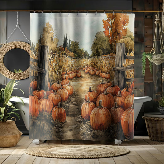 Pumpkin Patch Shower Curtain Autumn Bathroom Decor