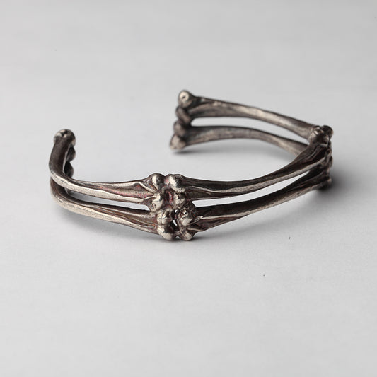 Double Silver Bone Cuff Bracelet