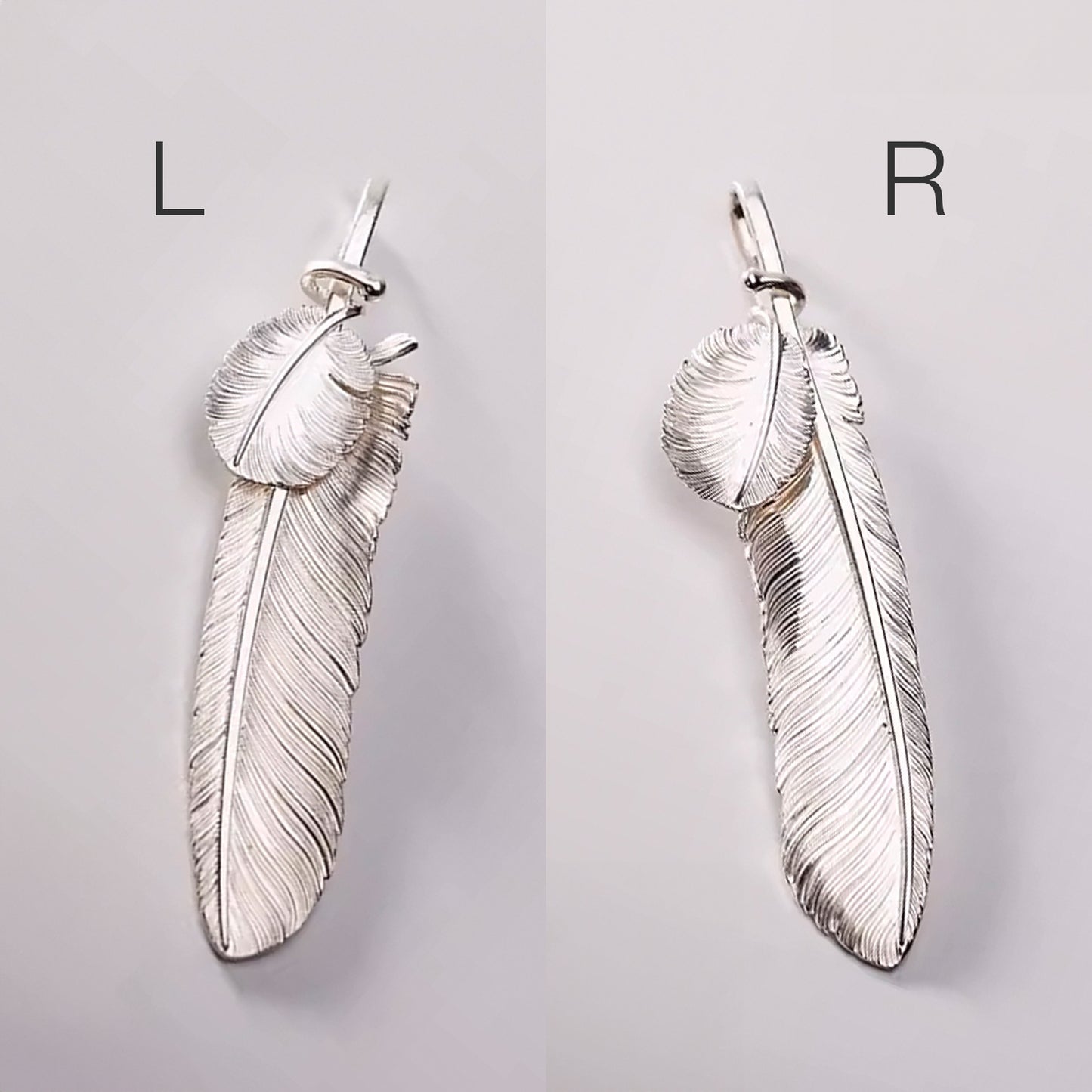Silver Feather Pendant, Movable Eagle Feather Pendant
