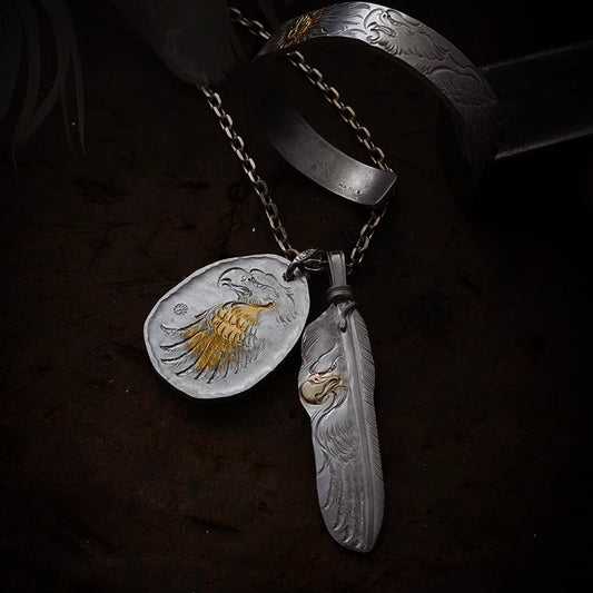 Eagle Feather Pendant with 18K Gold Accent