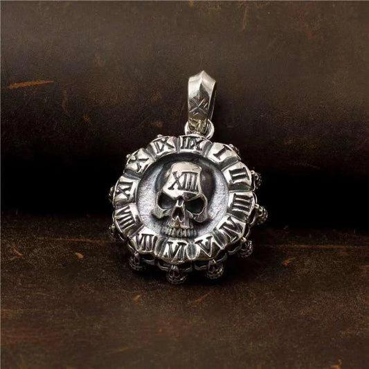 Skull XIII Heavy Biker Roman Numbers Pendant