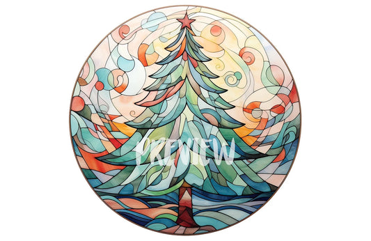 Watercolor Stained glass Christmas tree