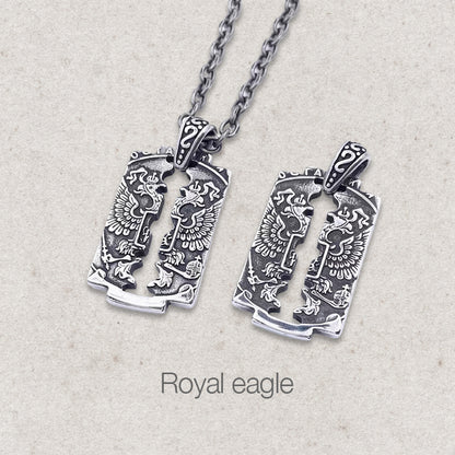 Anubis Royal Eagle Razor Blade Pendant Necklace