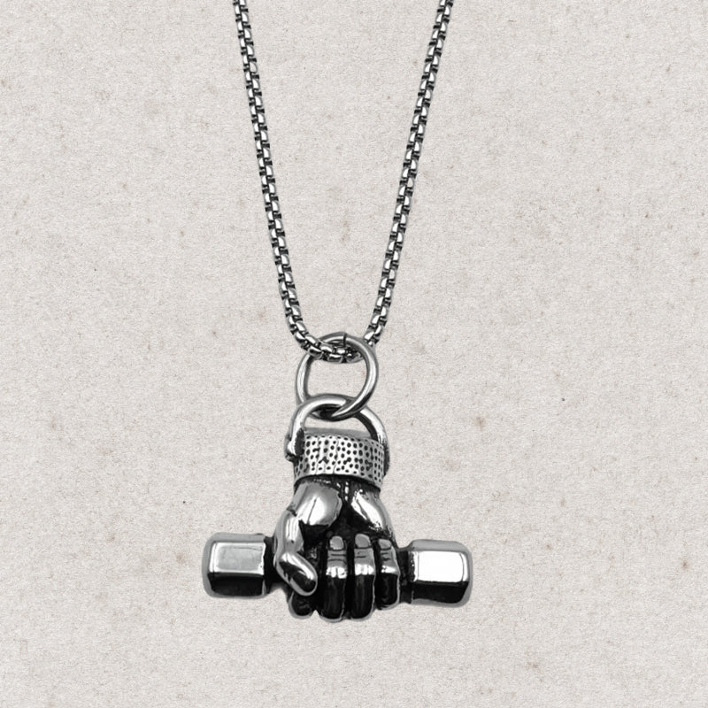 Fist Dumbbell Pendant Dedication Necklace