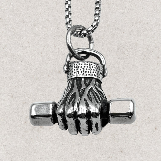 Fist Dumbbell Pendant Dedication Necklace