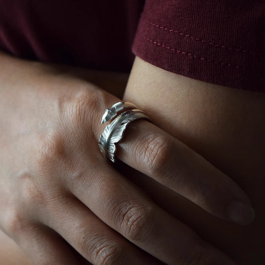 印第安勇敢之箭S925純銀羽毛戒指