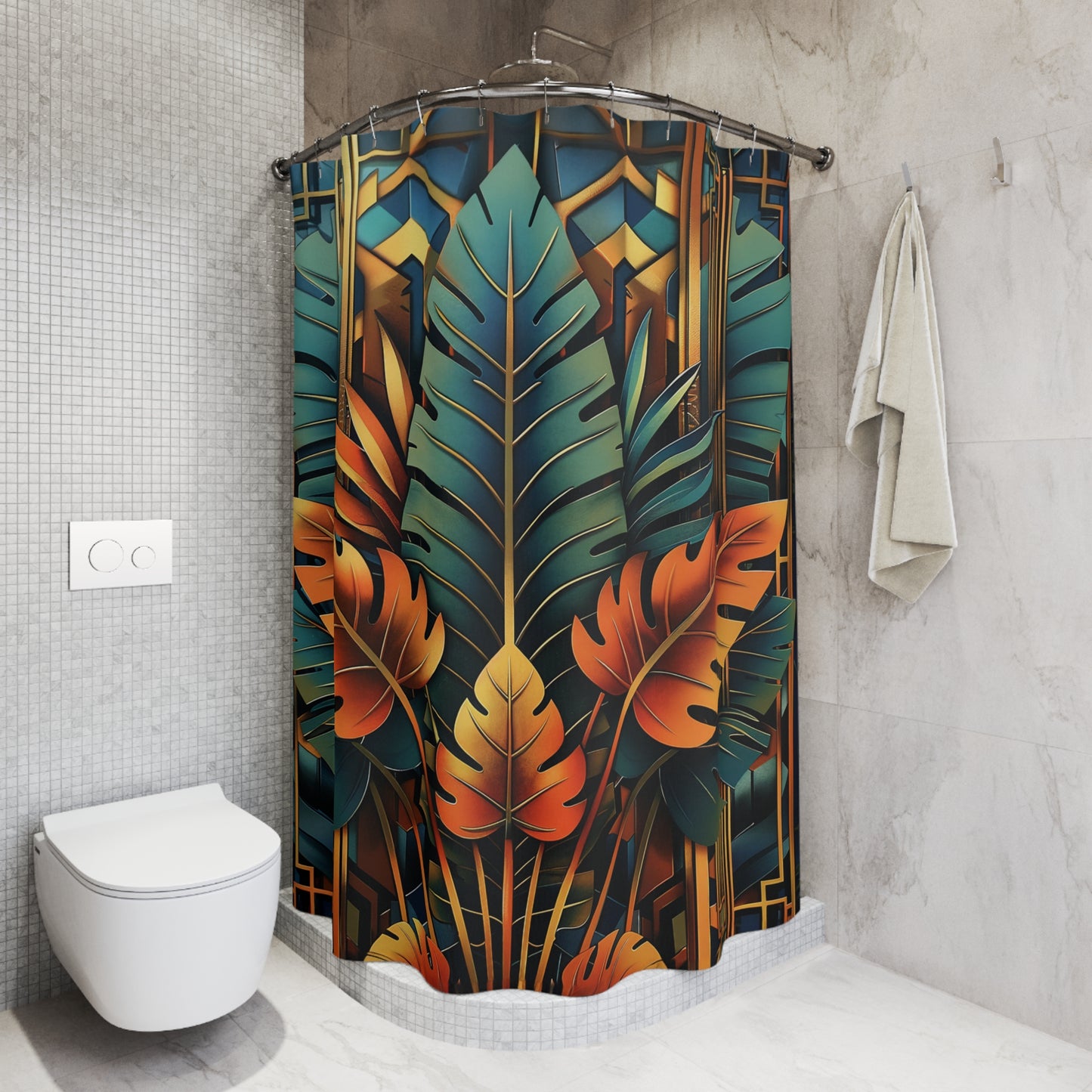 Tropical Palm Tree Shower Curtain Art Deco Bathroom Decor