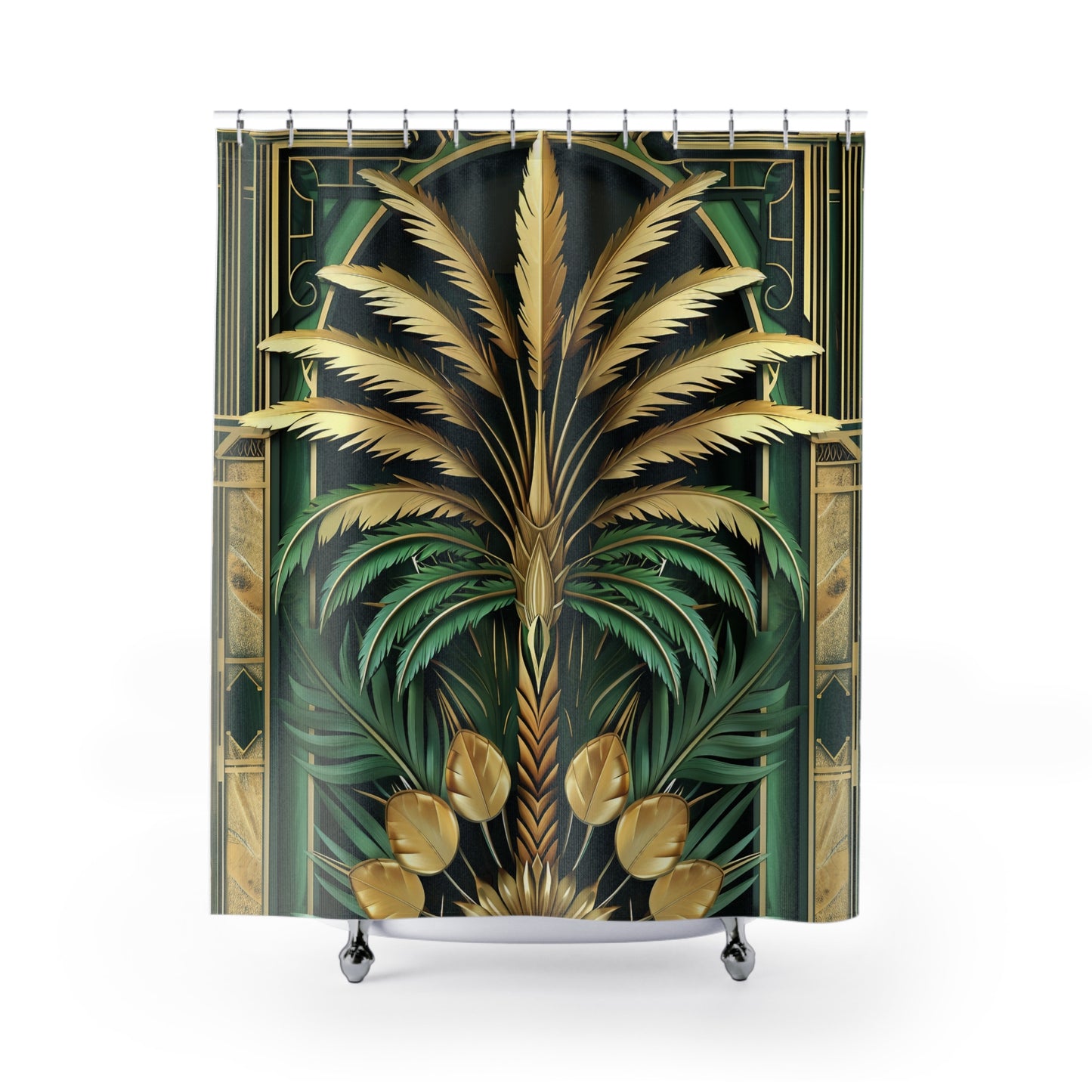 Tropical Palm Tree Art Deco Shower Curtain Bathroom Decor