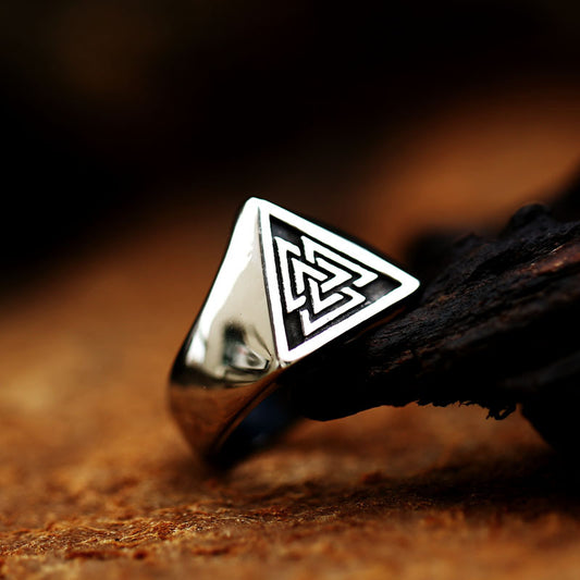 Valknut Ring Triangular Signet Ring Minimalist Ring