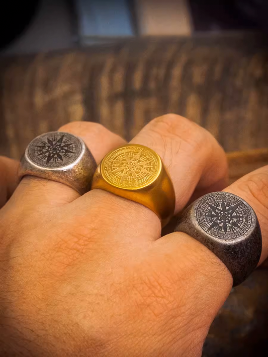 Viking Signet Ring Nautical Compass Ring