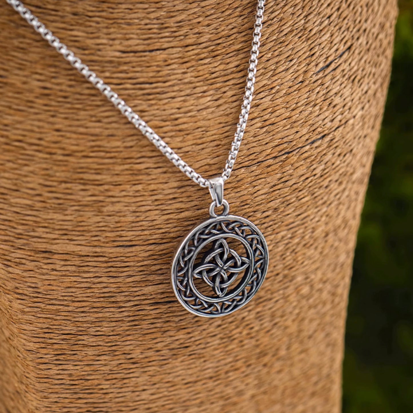 Celtic Shield Knot Pendant Necklace Stainless Steel