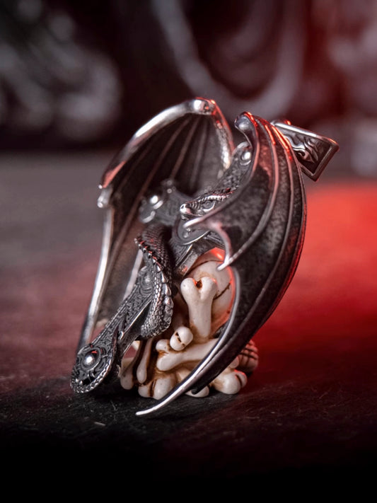 Viking Dragon Cross Wings Stainless Steel Necklace