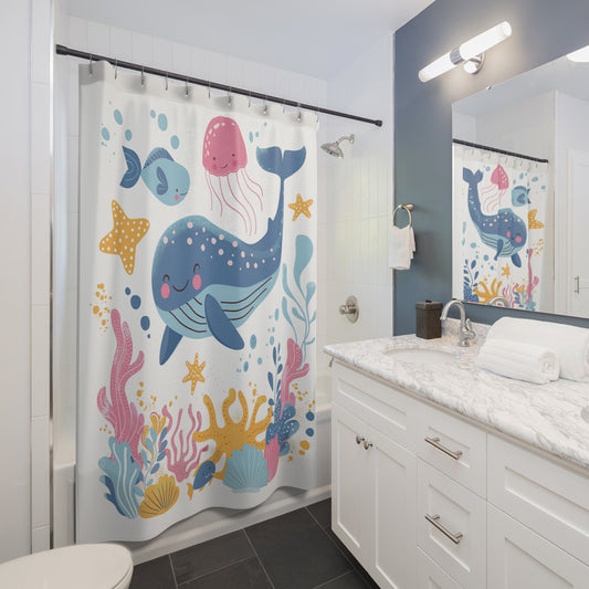 Whale Marine Life Shower Curtain